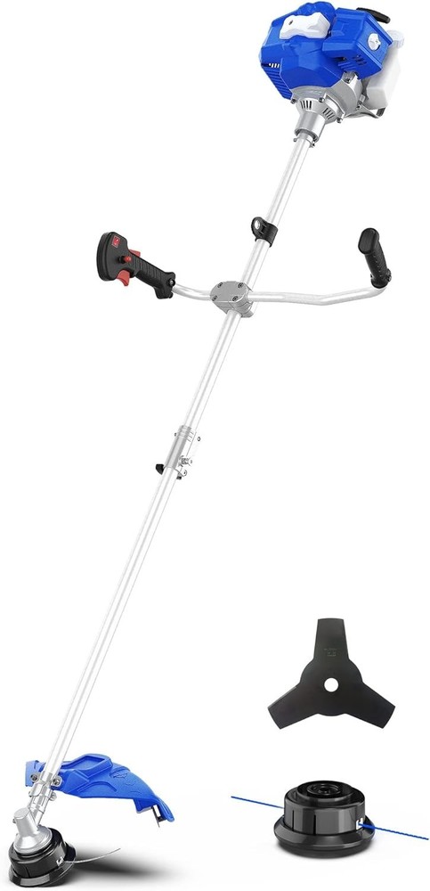 52cc Full Crank Gas Weed Wacker - 18" String Trimmer with Shoulder Strap
