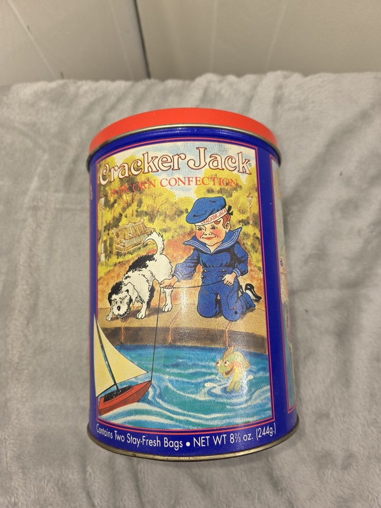 Vintage Pass Around Your Cracker Jack Tin 8" Tall Dated 1992