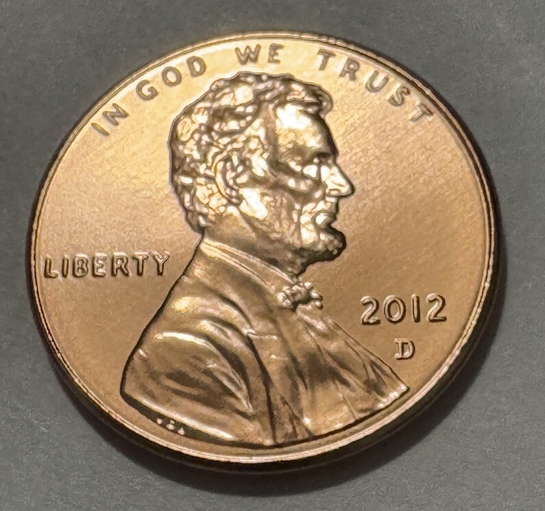 2012-D Lincoln Shield Penny Uncirculated from US Mint Set. Uncirculated BU