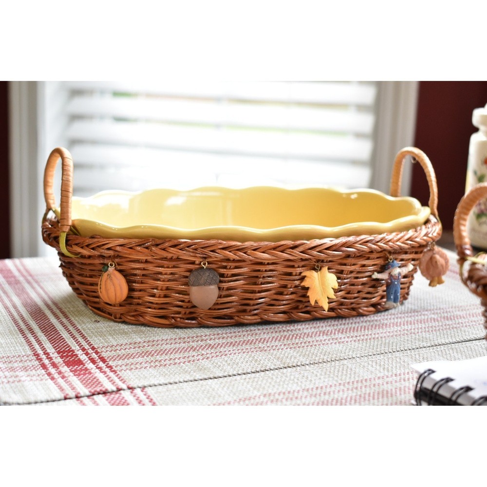 Harvest Nesting Baking Dish Set with Wicker Baskets baking dish