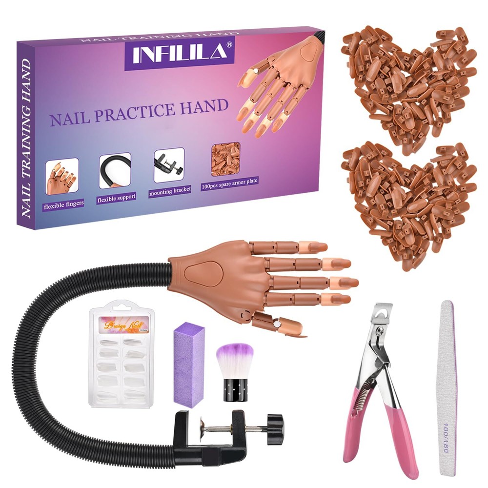 Practice Hand for Acrylic Nails Nail Practice Hand Nail Trainning Hand Flexib...
