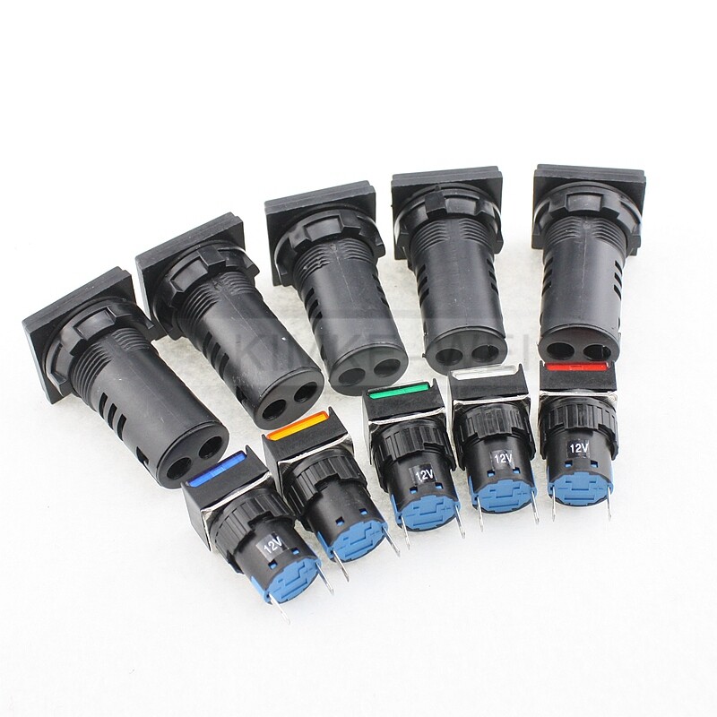 16/22mm Square LED Pilot Panel Indicator Signal Warning Light Lamp AC/DC New