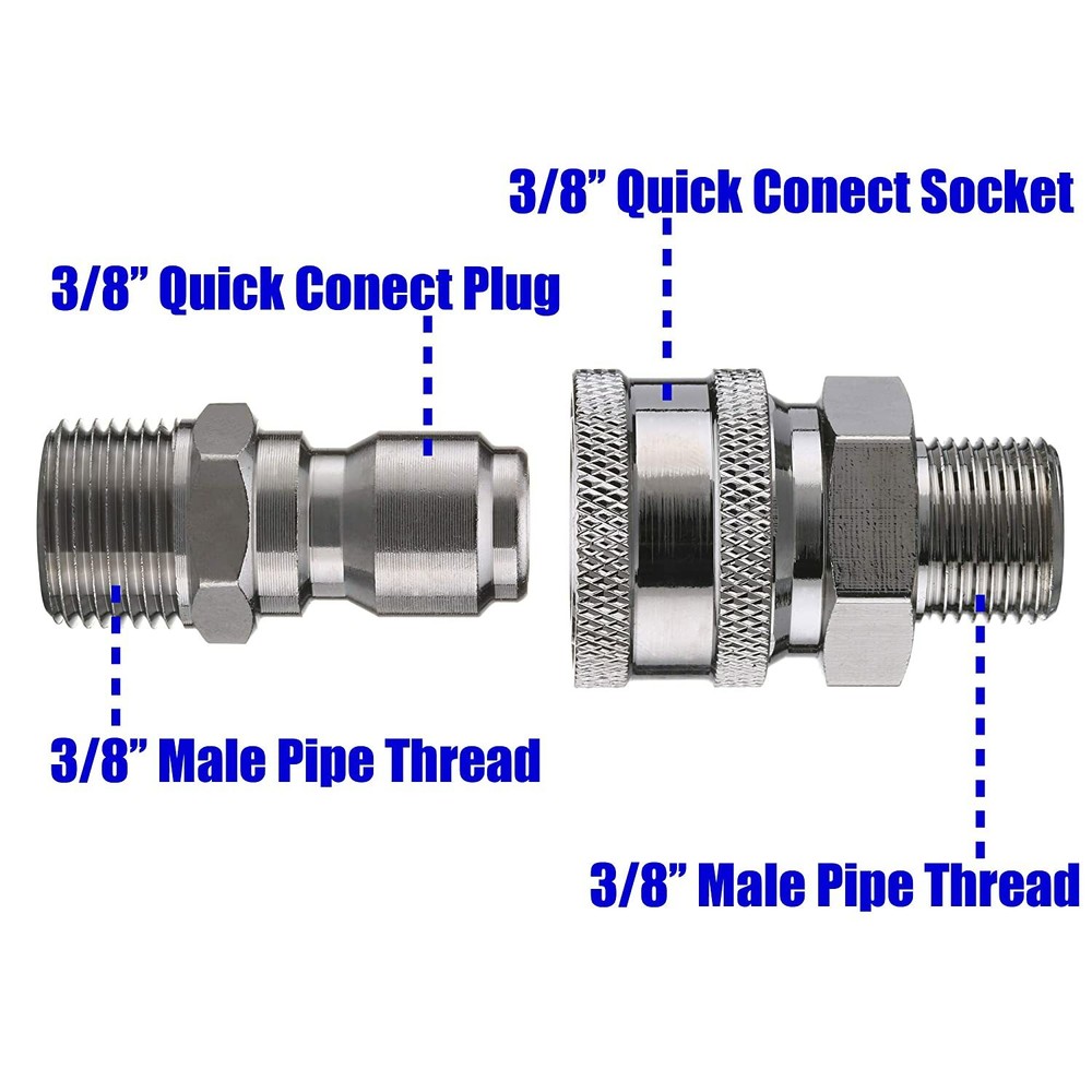 Pressure Washer Adapter Set,Quick Connect Kit 5000PSI (3/8 inch quick connector)