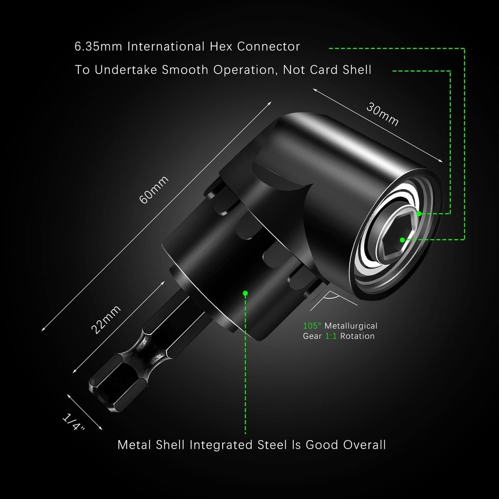 Right Angle Drill 105 Degree Screwdriver set One Size, 4 Black