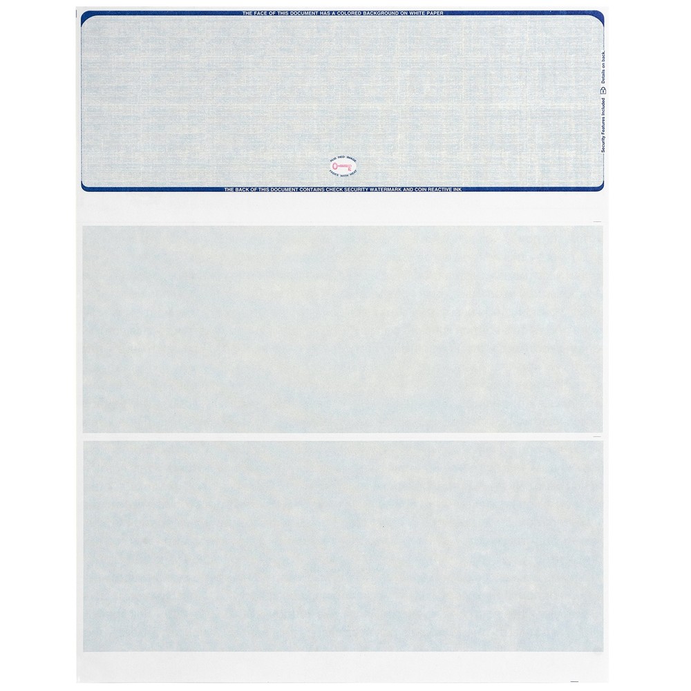 Blank Check Stock 500 Sheets Blue Linen for Secure Computer Printed Checks