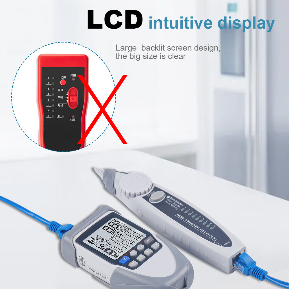 Handheld Portable Network Cable Tester LCD Large Screen Display Digital Z8K7
