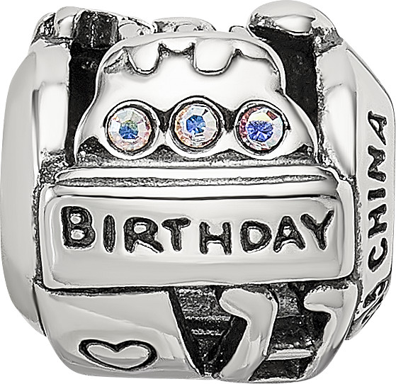 Silver Reflections Crystals Birthday Collage Bead QRS3461