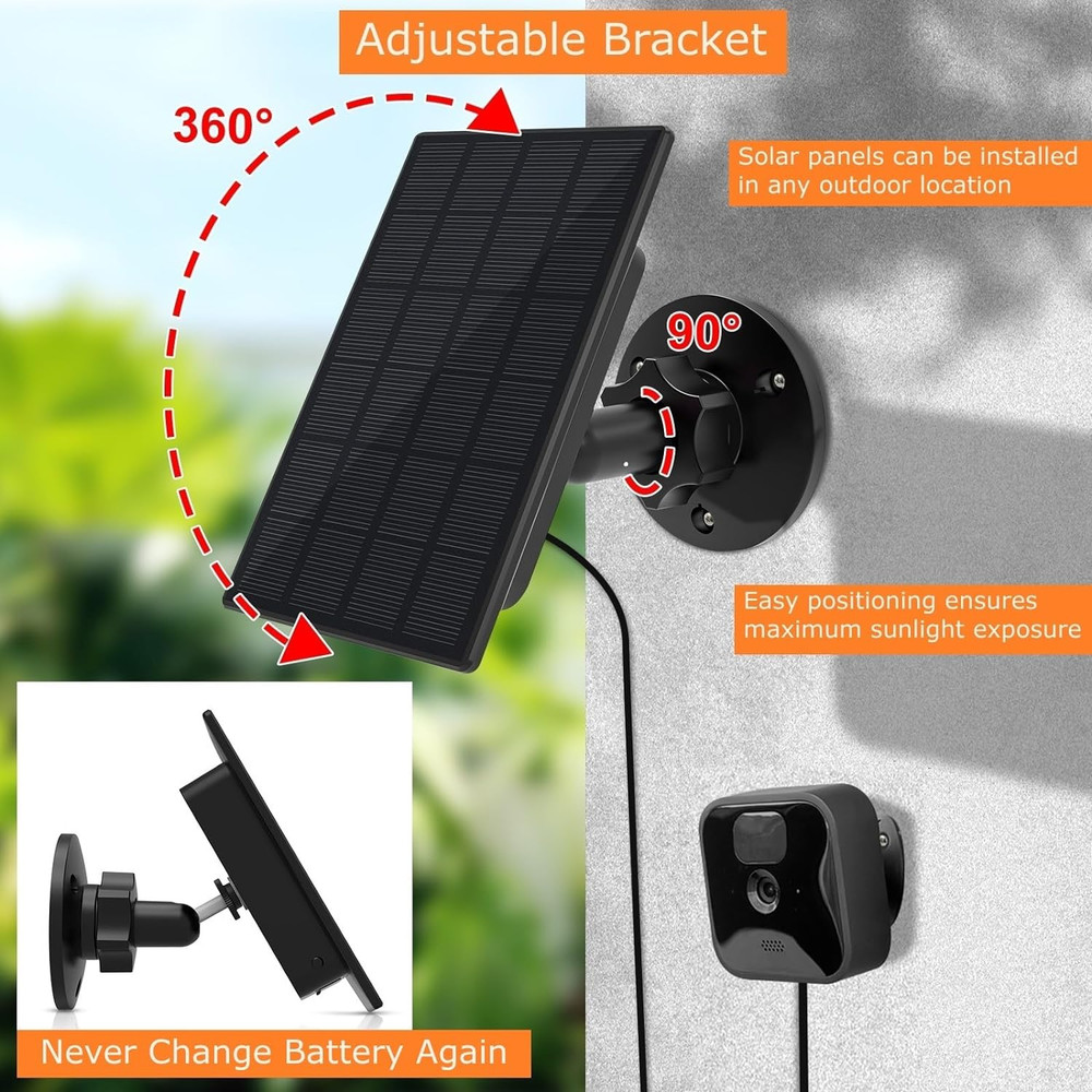 Solar Panel for Blink Camera Outdoor, 2W Blink Camera Solar Panel Compatible