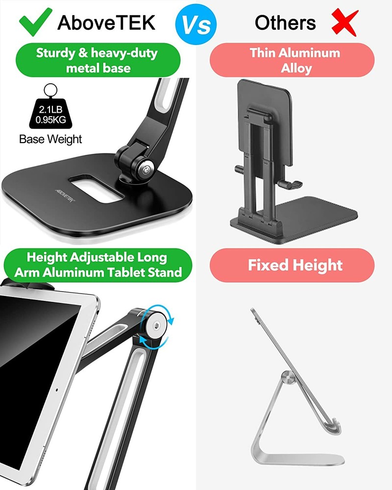Adjustable Long Arm Tablet Stand Smartphone Holder Desktop Rotating Clamp Mount