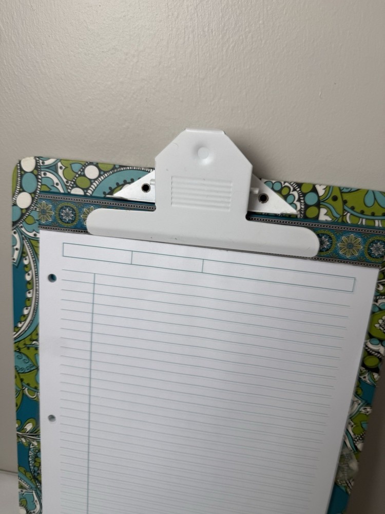 Vera Bradley Peacock Clipboard And Note Pad Set EUC