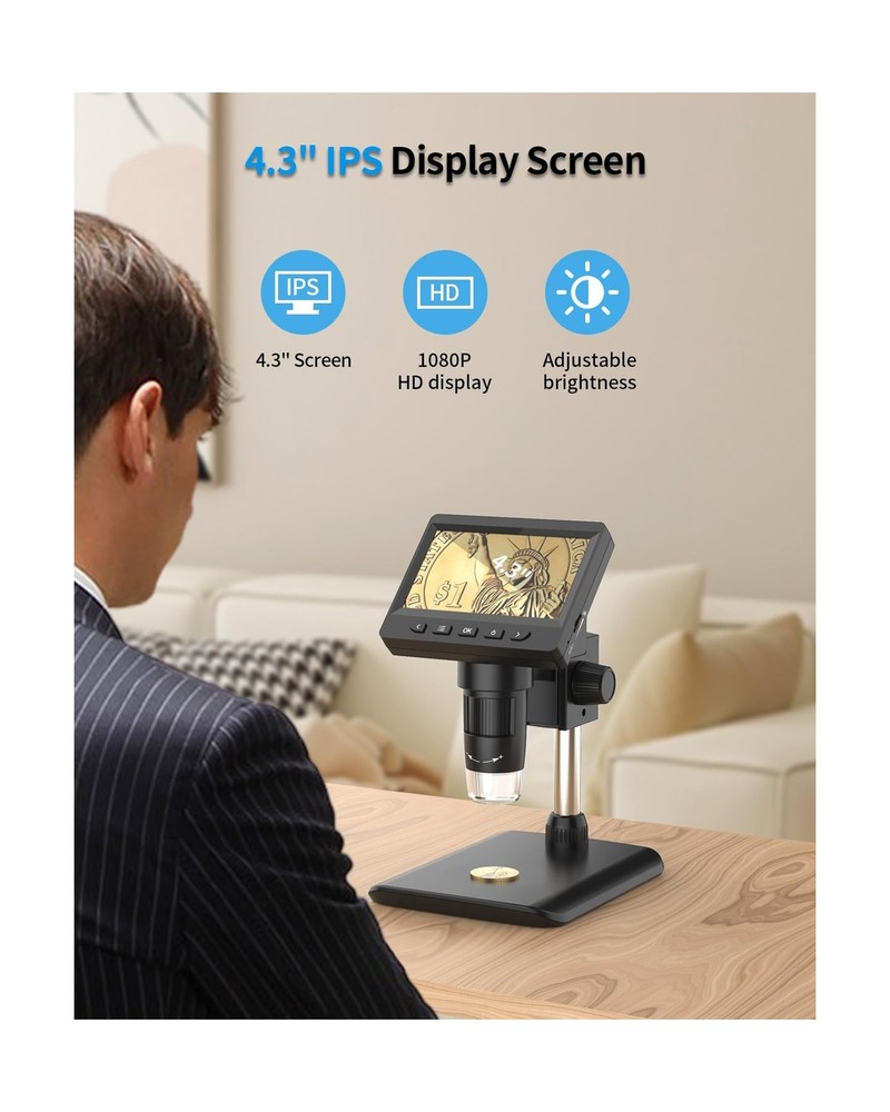 Coin Magnifying Microscope, 4.3" HD LCD Screen Coin Magnifier Microscope 1000...