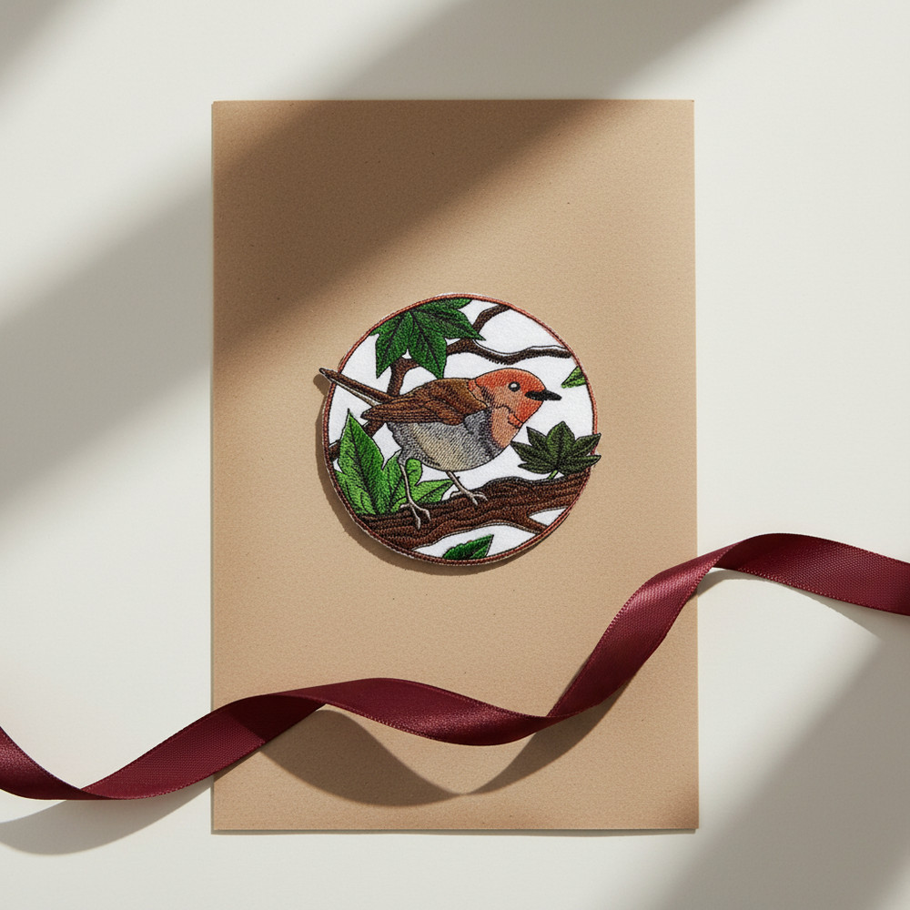 Japanese Robin Embroidered Patch
