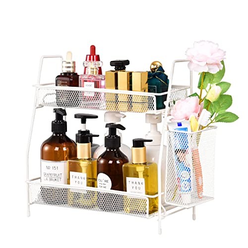 Countertop organizer for bathroom counter, White (Size 7" x 12" x 13")