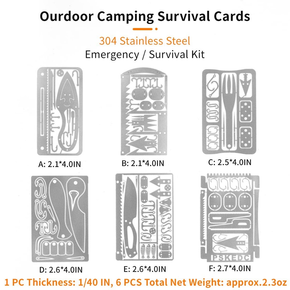 Survival Multitool Card Emergency Camping Tool EDC Kit in Your Way 12 Pcs