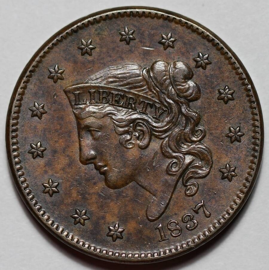 1837 Coronet Head Large Cent - Medium Letters - US 1c Copper Coin
