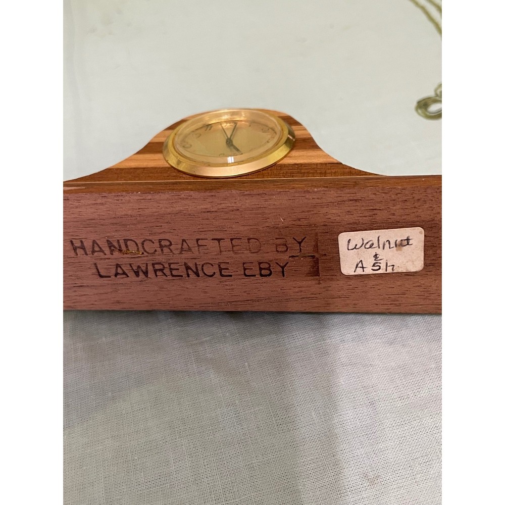 Handcrafted Wooden Mantle Clock Lawrence Eby Walnut Ash