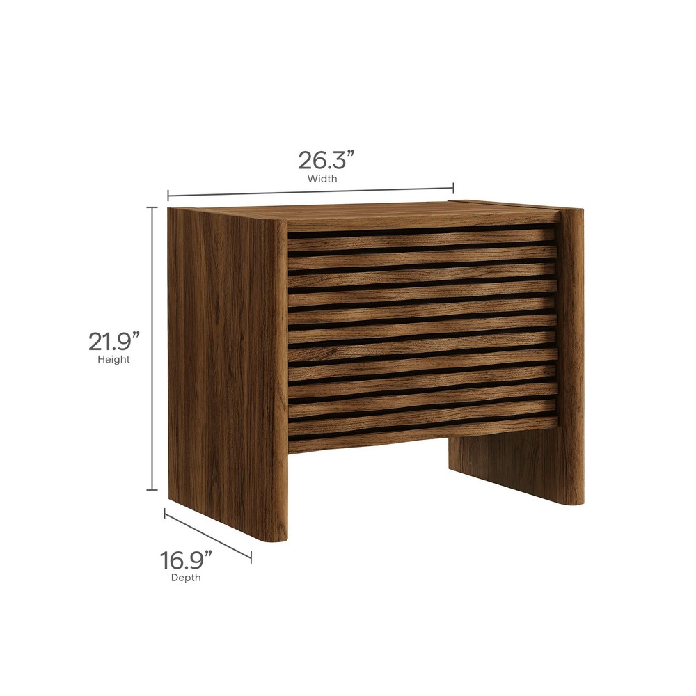 Emric Wave Nightstand in Walnut