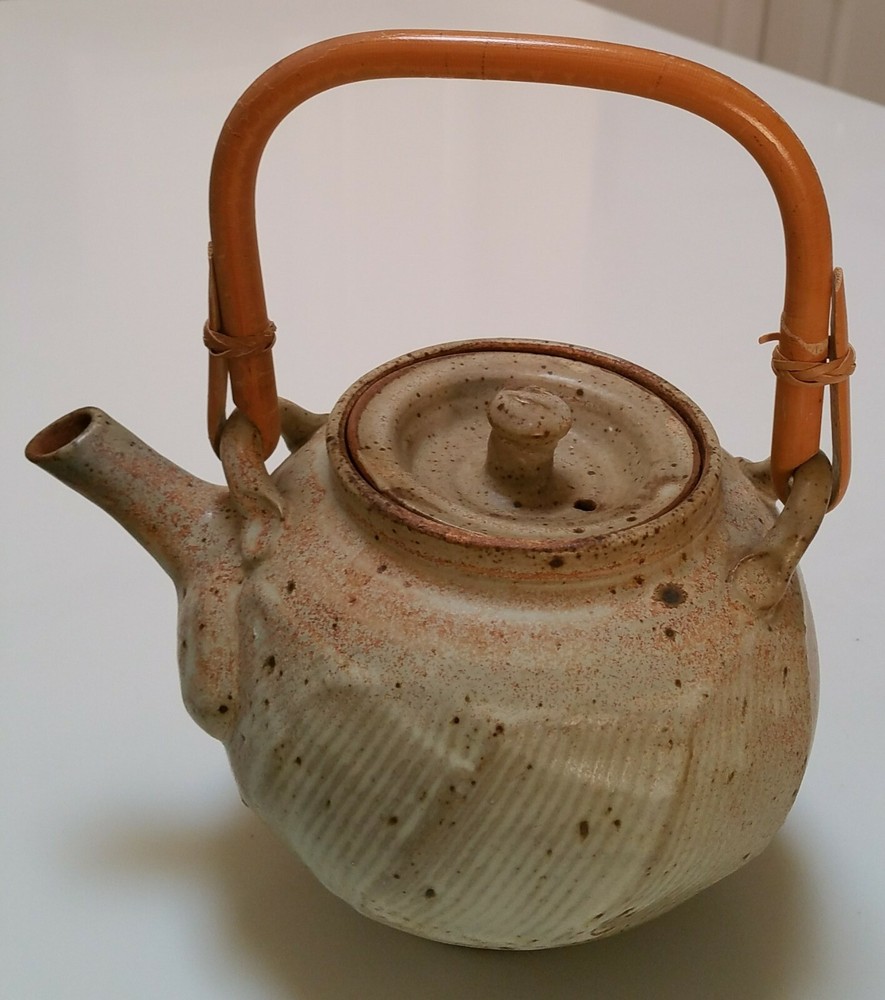 Studio Pottery Teapot with Bamboo Handle