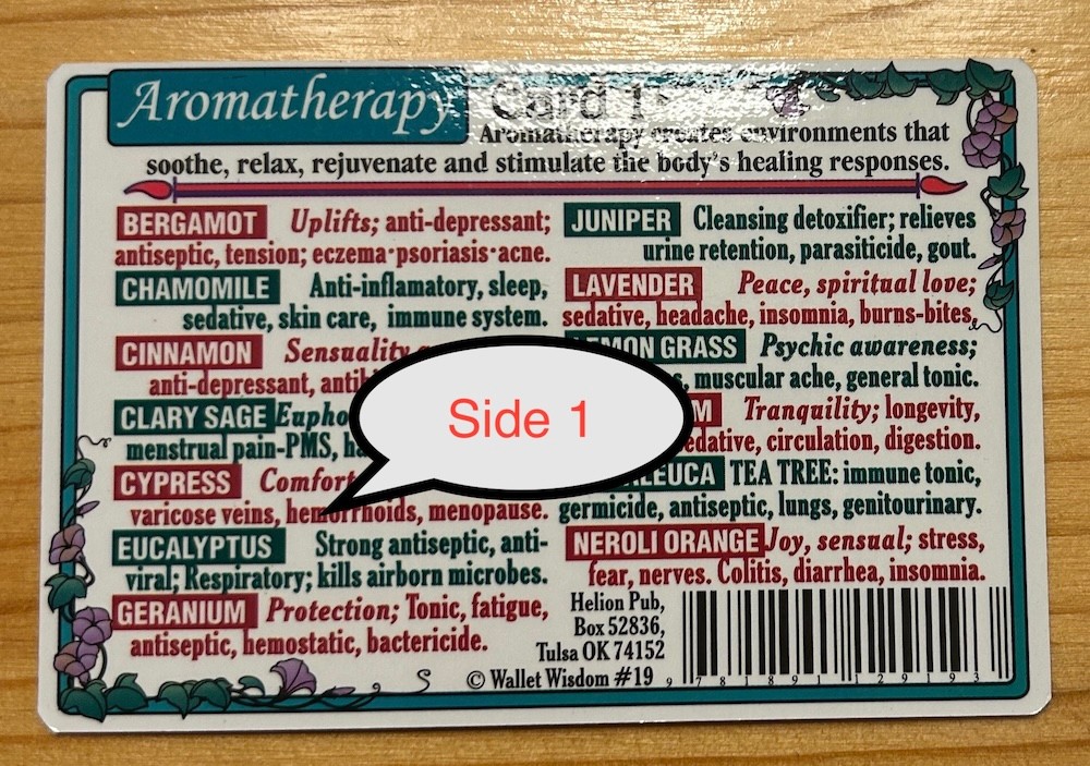 Aromatherapy Card 1 Wallet Card!