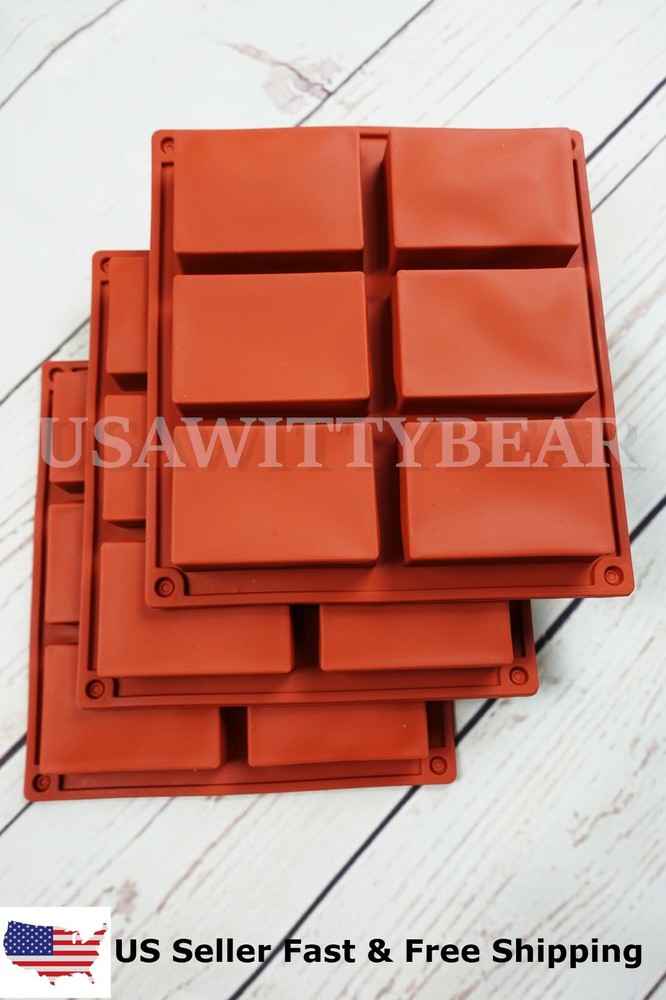 3 Set Rectangle Silicone Soap Making Molds Baking DIY Mold For Cake Bakeware
