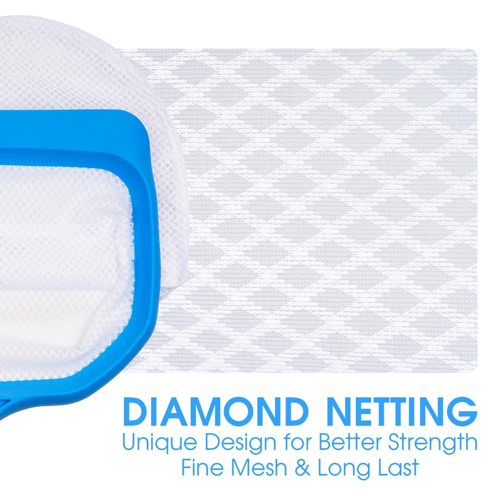 Pool Skimmer Net with Front Double Layer Net, Ultra Fine Mesh Diamond Netting...