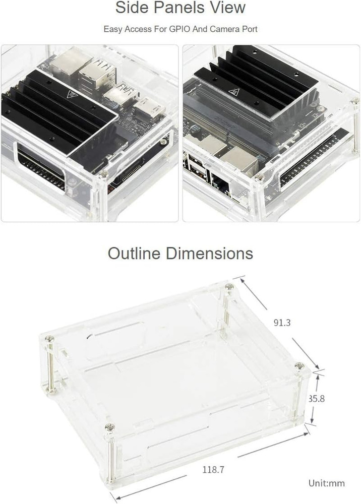 Acrylic Clear Case Enclosure Specialized for Jetson Nano 2GB Developer Kit（Case