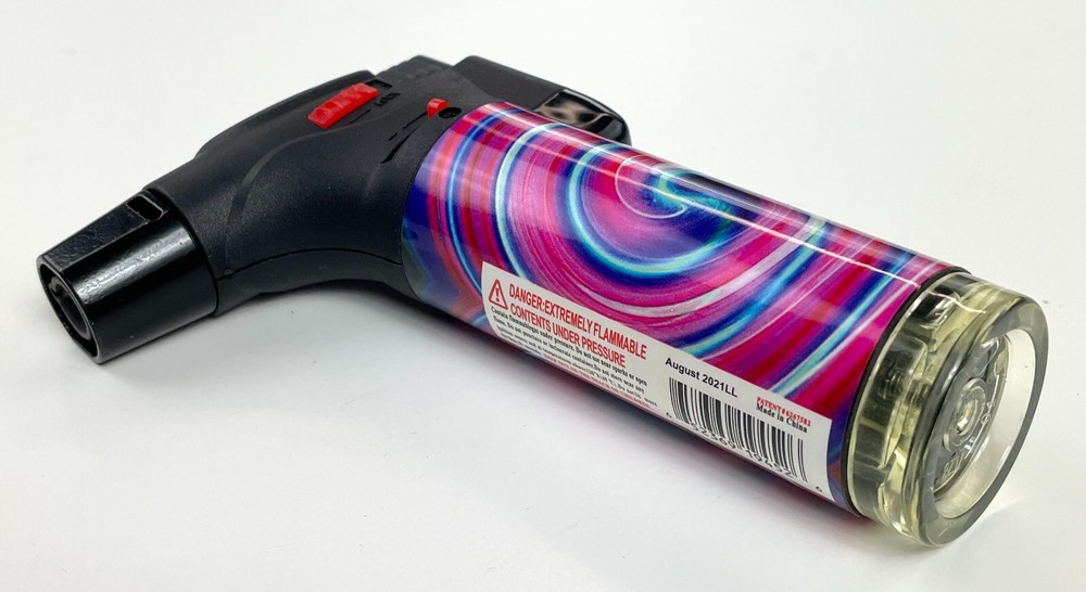 12 Pack Jumbo 4" Single Jet Flame Torch Gun Lighter Refillable Lockable Swirl