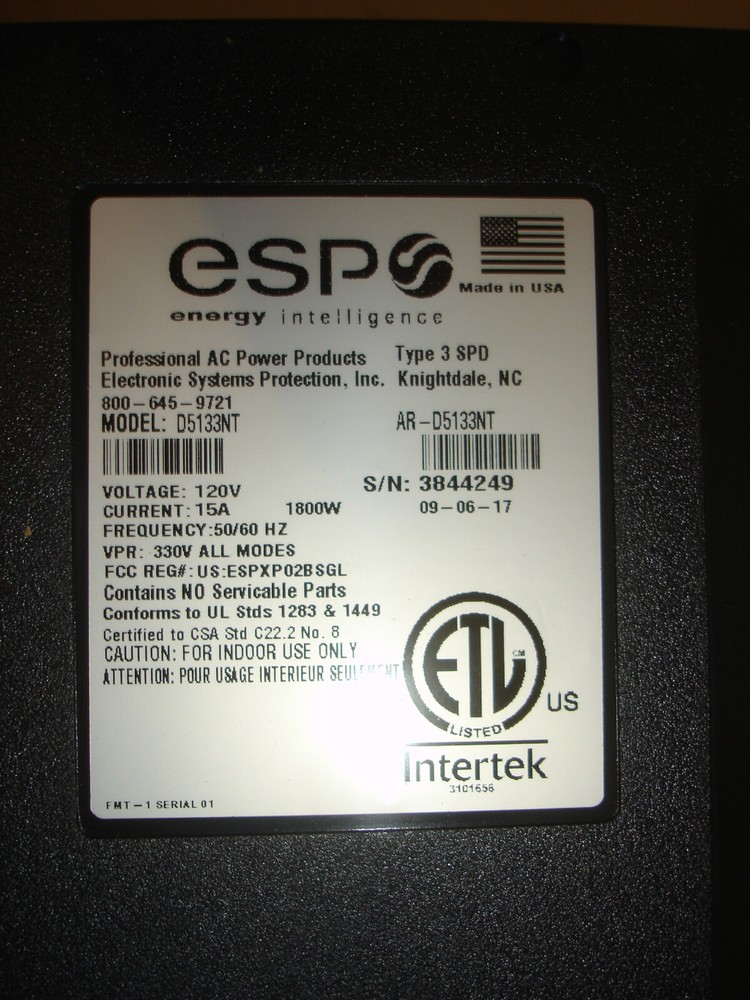 ESP Surgex D5133NT AC Power Line Filter (120V/15A)
