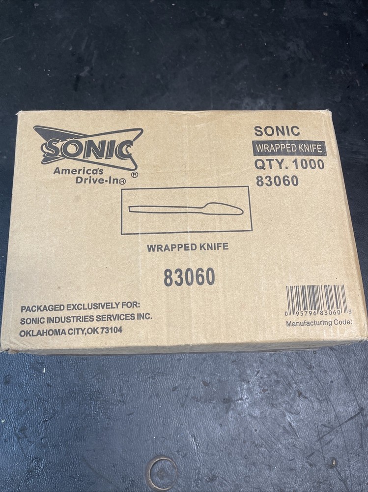 New Sonic DF-1131-2 Medium Weight White Plastic Knife - Wrapped 1000EA per Case
