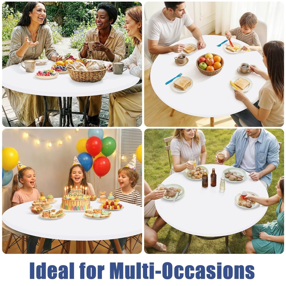 Round Spandex Tablecloth 2 Pack, Elastic Fitted Waterproof Tablecloths for 31...
