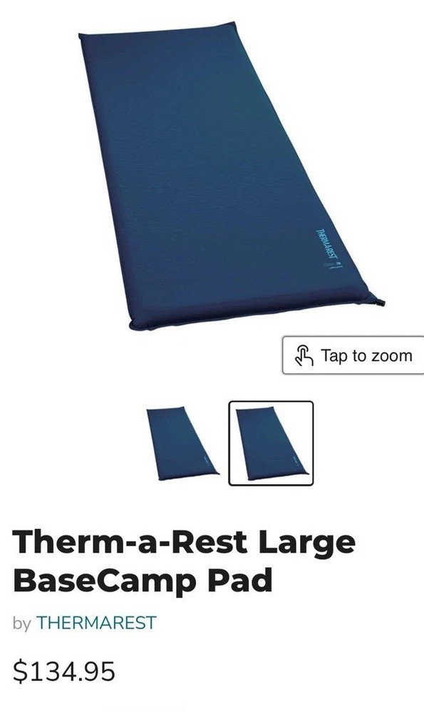 Therm-a-Rest BaseCamp Pad Large Self-Inflating Camping Sleeping Pad Blue