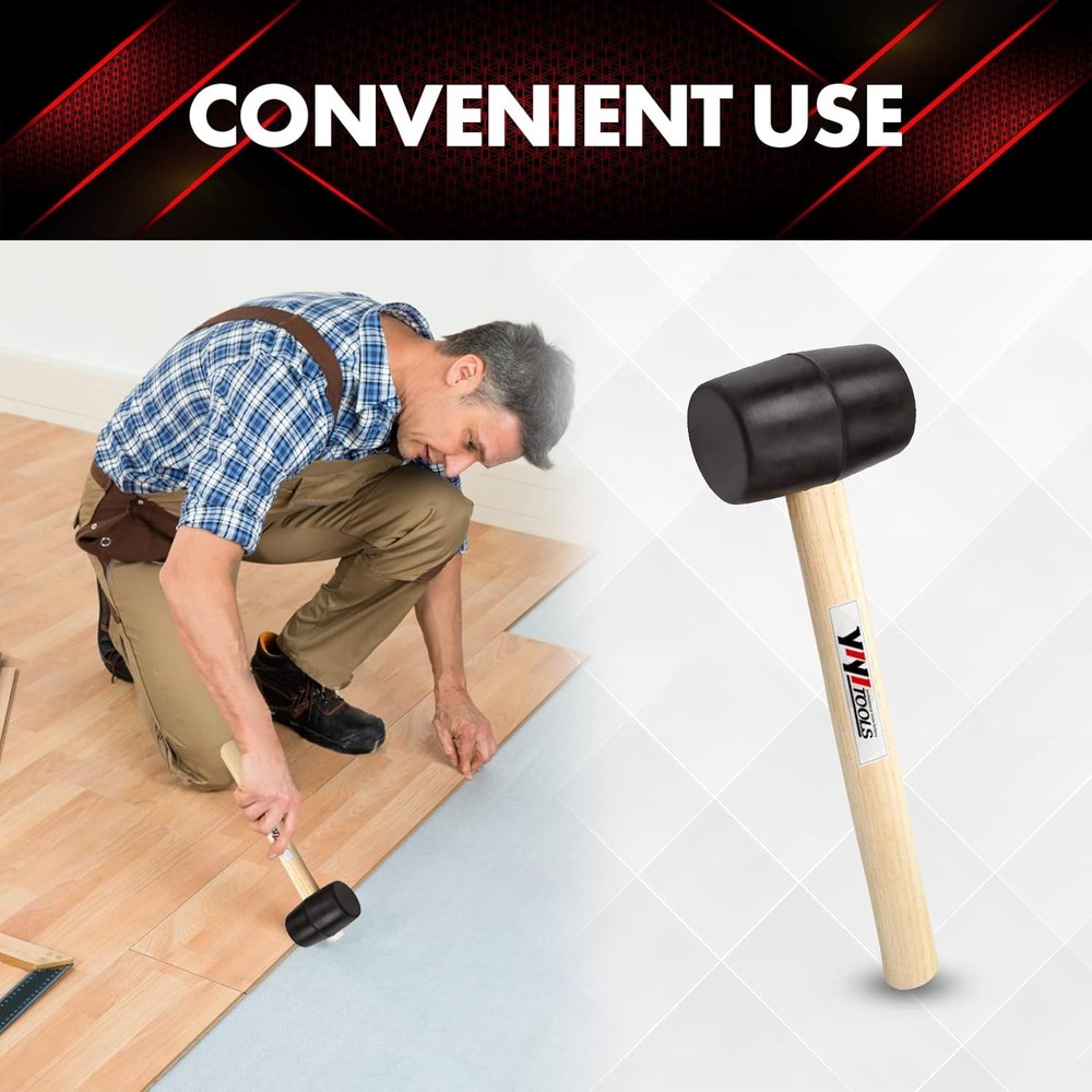 YY-2-005 8oz Rubber Mallet with Solid Wood Handle - Perfect for DIY Projects