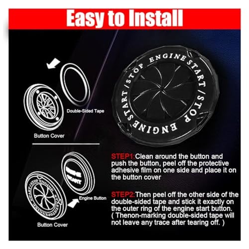 Car Push Start Stop Button Protector, Rotary Ignition Cover - Classic - Black
