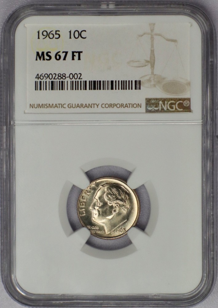 1965 10c Roosevelt Dime - NGC MS 67 FT