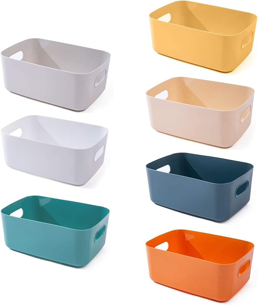7PCS Plastic Storage Bins & Baskets for Efficient Home Classroom Organization- M