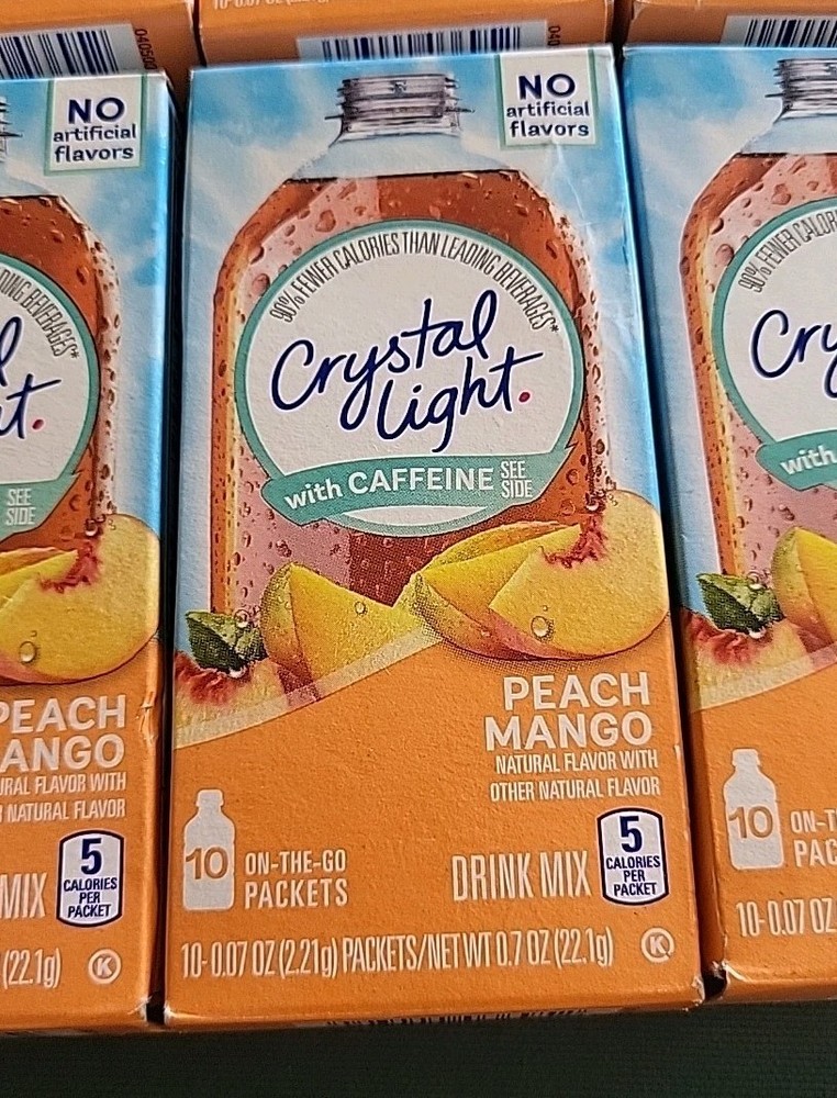 8 Crystal Light With Caffeine Peach Mango (10 Packets Each) -EXP: 8/27