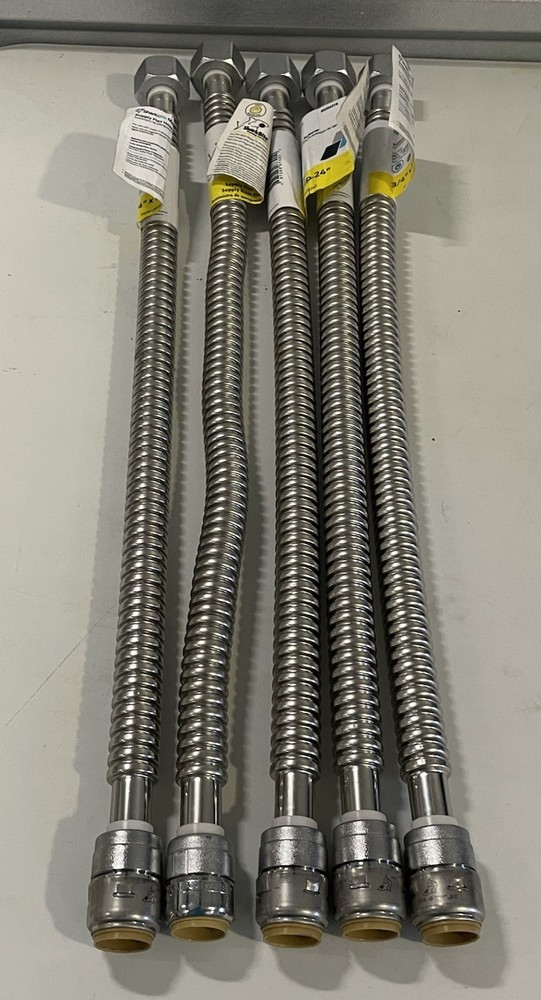 5 PACK!!  SharkBite 3/4" x 1" FIP x 24" Corrugated SS Water Softener Connector