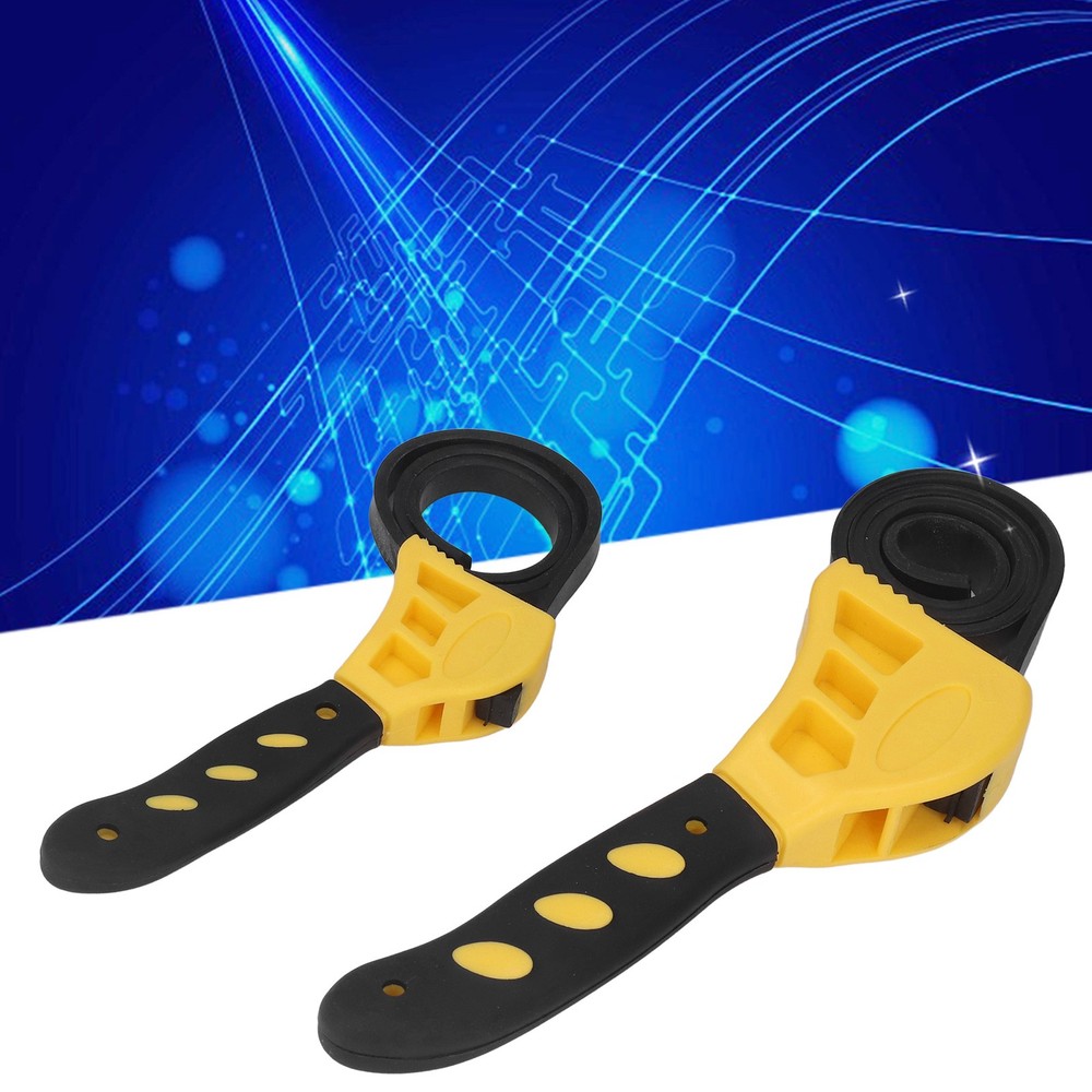 2 Pcs Adjustable Rubber Strap Wrench For Car Maintenance Excellent Yellow