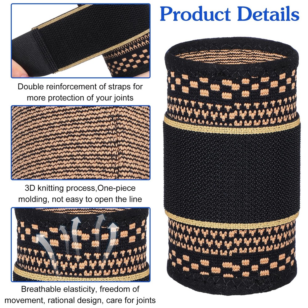 HJZHII 1 Pair Copper Wrist Compression Brace, Elastic Support Medium