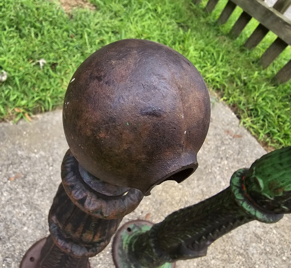 Old CAST IRON Architectural Salvage Holyoke Ma Rail Posts Pair
