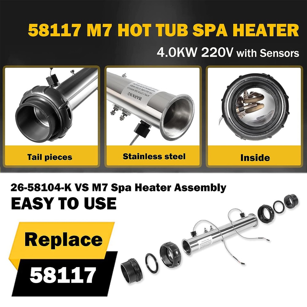 Replace 58117 M-7 Heater Assembly for Balboa VS, EL, TS, GS & BP Control Systems