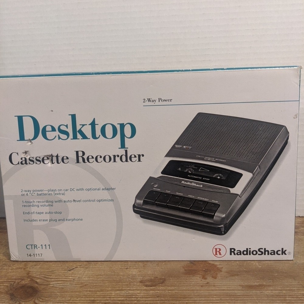 RadioShack Desktop Cassette Recorder Model CTR-111 In Box Great Condition Retro!