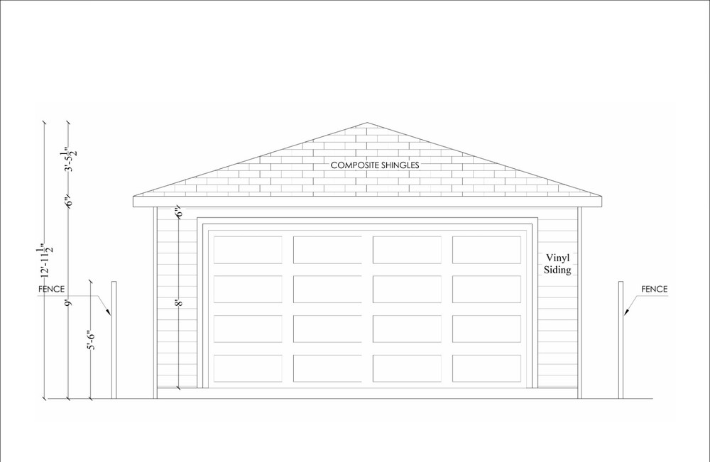 20’x25’ Garage Plans – Includes Floor Plan, Elevations, Sections, Foundation
