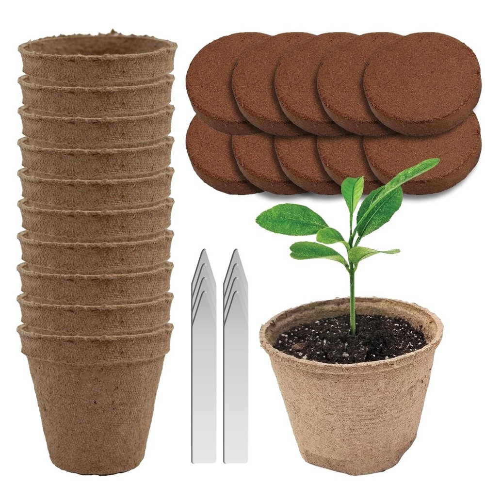 Biodegradable Pots for Seedling, Flower Vegetable Round Plant Seed Starter Pots