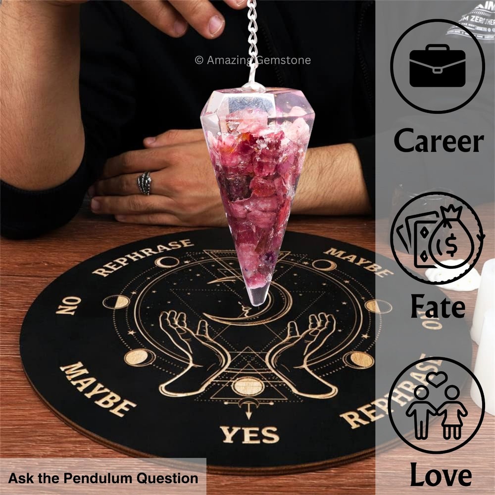 Rhodonite Orgone Crystal Pendulums