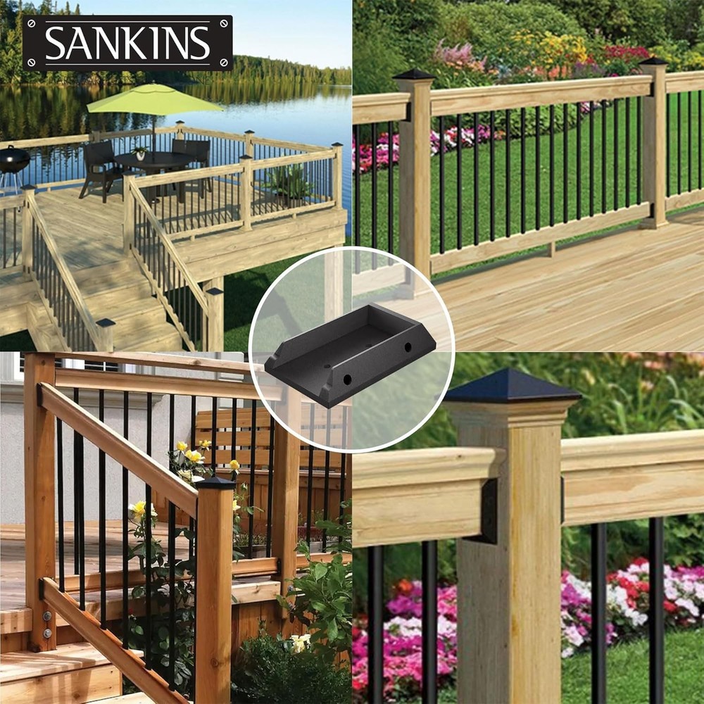Customizable 10-Pack Black Deck Railing Brackets for 2x4 – Heavy-Duty Design