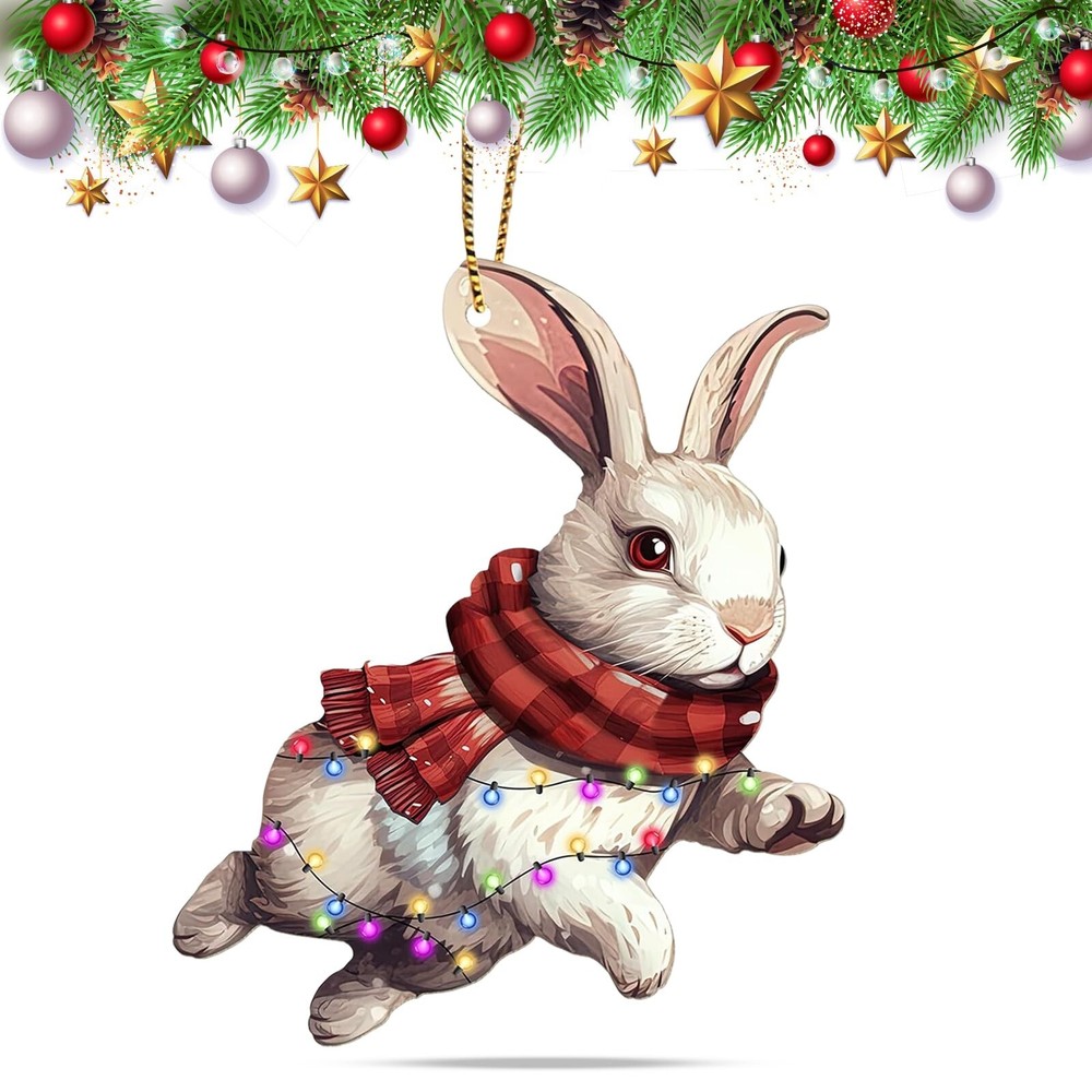 Bunny Easter Decorations, Vibrant Bunny 2 Side Printed Flat Easter Ornaments,...