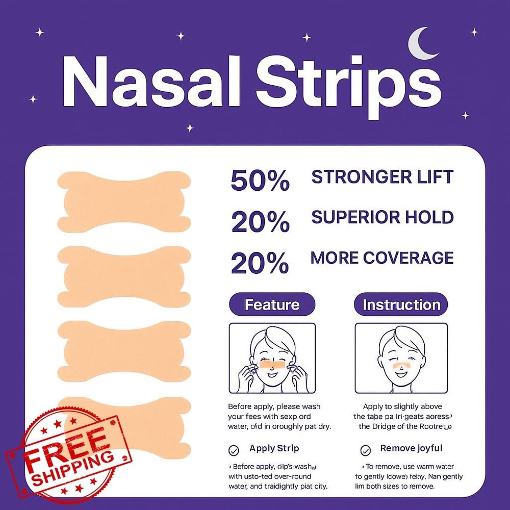 Extra Strength Nasal Strips Snoring Congestion Relief 60 PCS