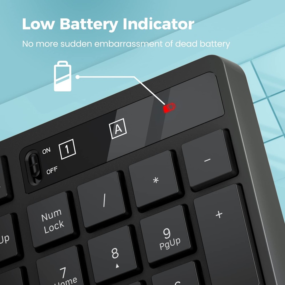Wireless Keyboard and Mouse Combo, Lovaky 2.4G Full-Sized Ergonomic Keyboard Mou