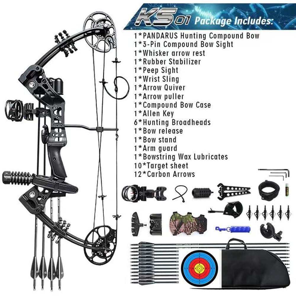 Compound Bow Set 15-45lbs for Pull Beginner and Teens Right Handed Adjustable...
